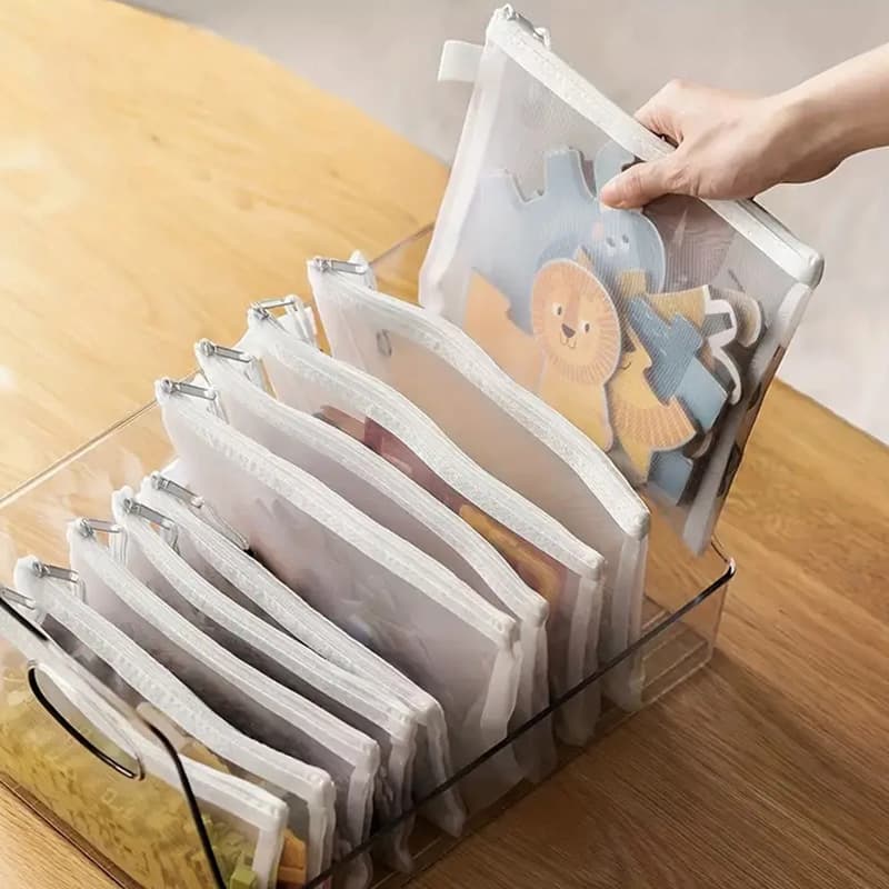 TEMU 10pcs A5 Mesh Zipper Pouch File Bag Waterproof Zipper Folder School Office Supplies Pen Bag