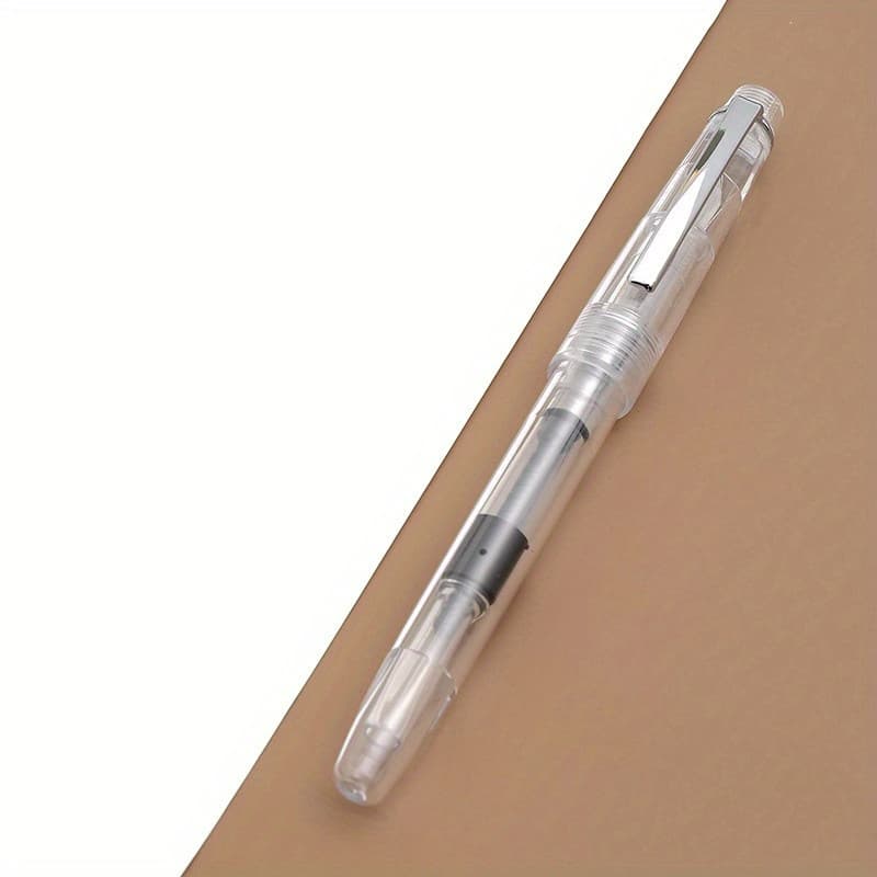 TEMU Calligraphy Fountain Pen Small Curved Tip Fountain Pen Transparent Art Pen Office Supplies, School Supplies, Writing Implements