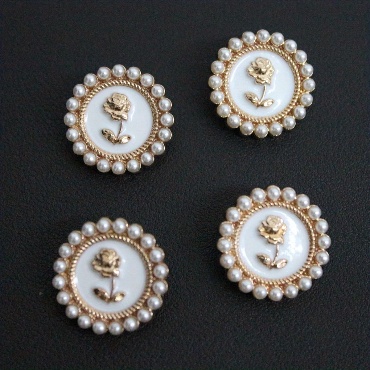 TEMU 4pcs/pack White Bottom Drip Oil Button Top Suit Jacket Button Wool Coat Decorative Button