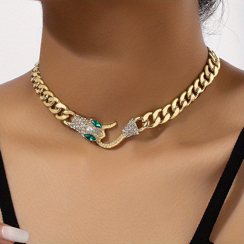 TEMU Punk Medusa Hip Hop Style Necklace Collar Clavicle Chain For Women Men