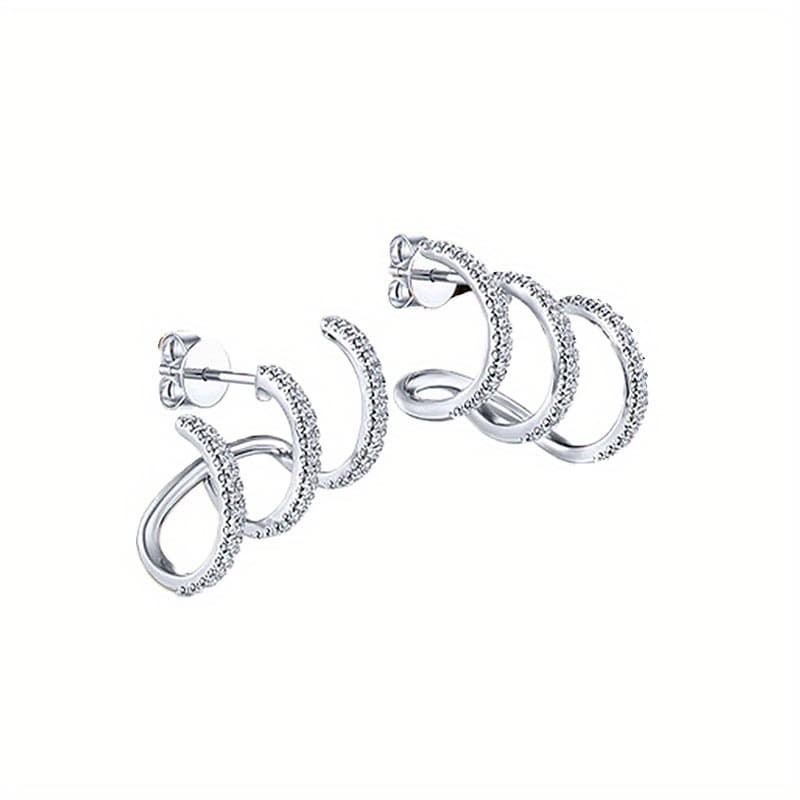 TEMU 3 Claw Arc Line Silver-plated Earrings Senior Luxury Short Video With Earrings Earring Outline Decorative Fashion Charm Ladies Earrings Jewelry