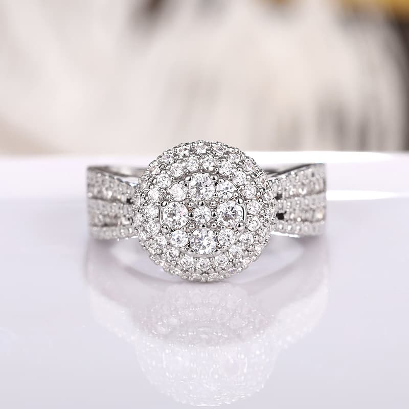 TEMU Luxury Women Engagement Ring Micro Pave Synthetic Ring Bridal Romantic Wedding Fine Jewelry Lover Gift