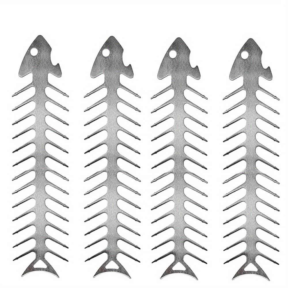 TEMU 2/4pcs, Stainless Steel Barbecue Skewers, Fish Bone Shaped Barbecue Skewers, Barbecue Skewers For Grilling Beef Chicken Vegetable Shrimp , Grill Additions, Barbecue Grill, Bbq Barbecue Equipment