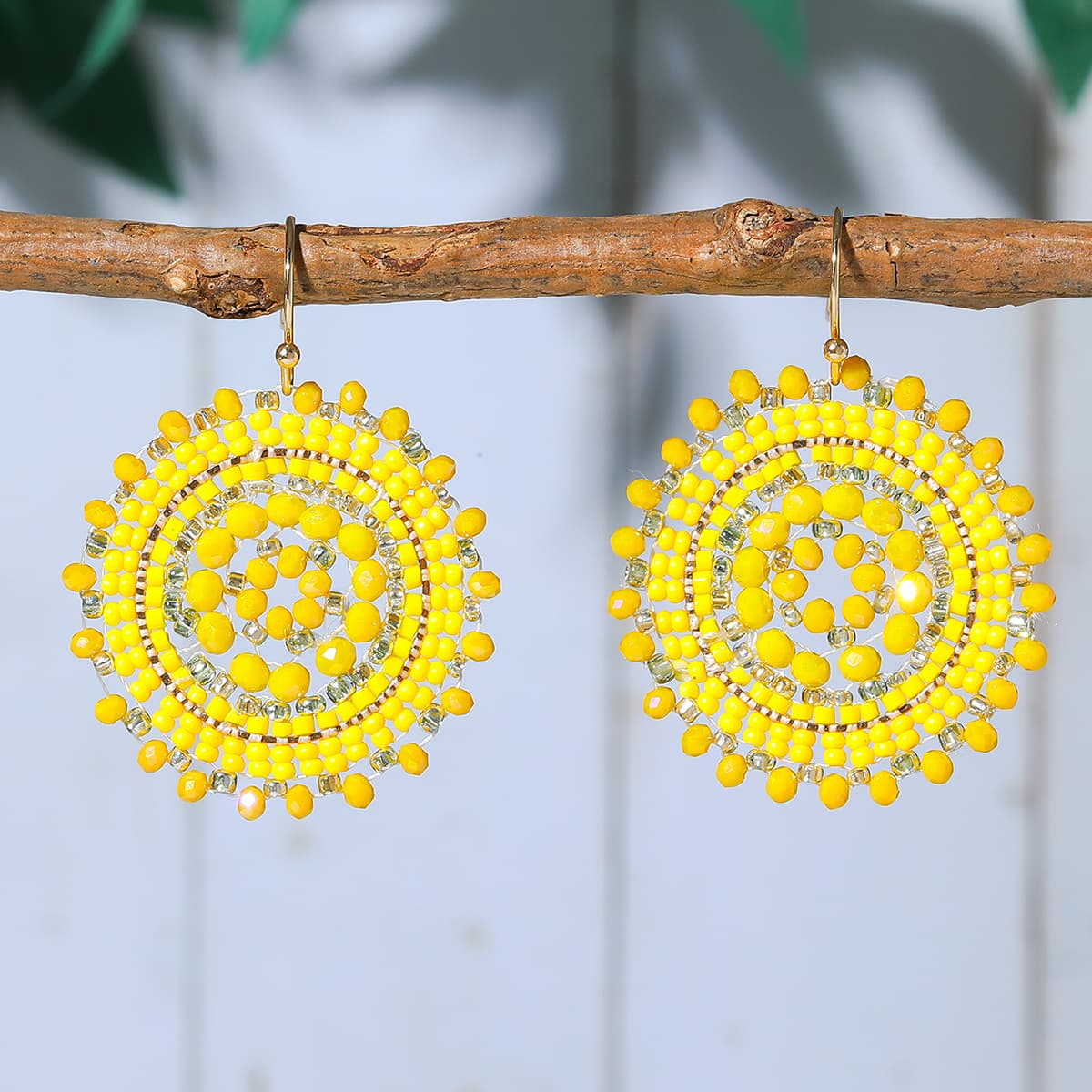 TEMU 1 Pair Bohemian Style Vintage Fashion Multicolor Bead Earrings Women's Ear Jewelry Suitable For Daily Wear