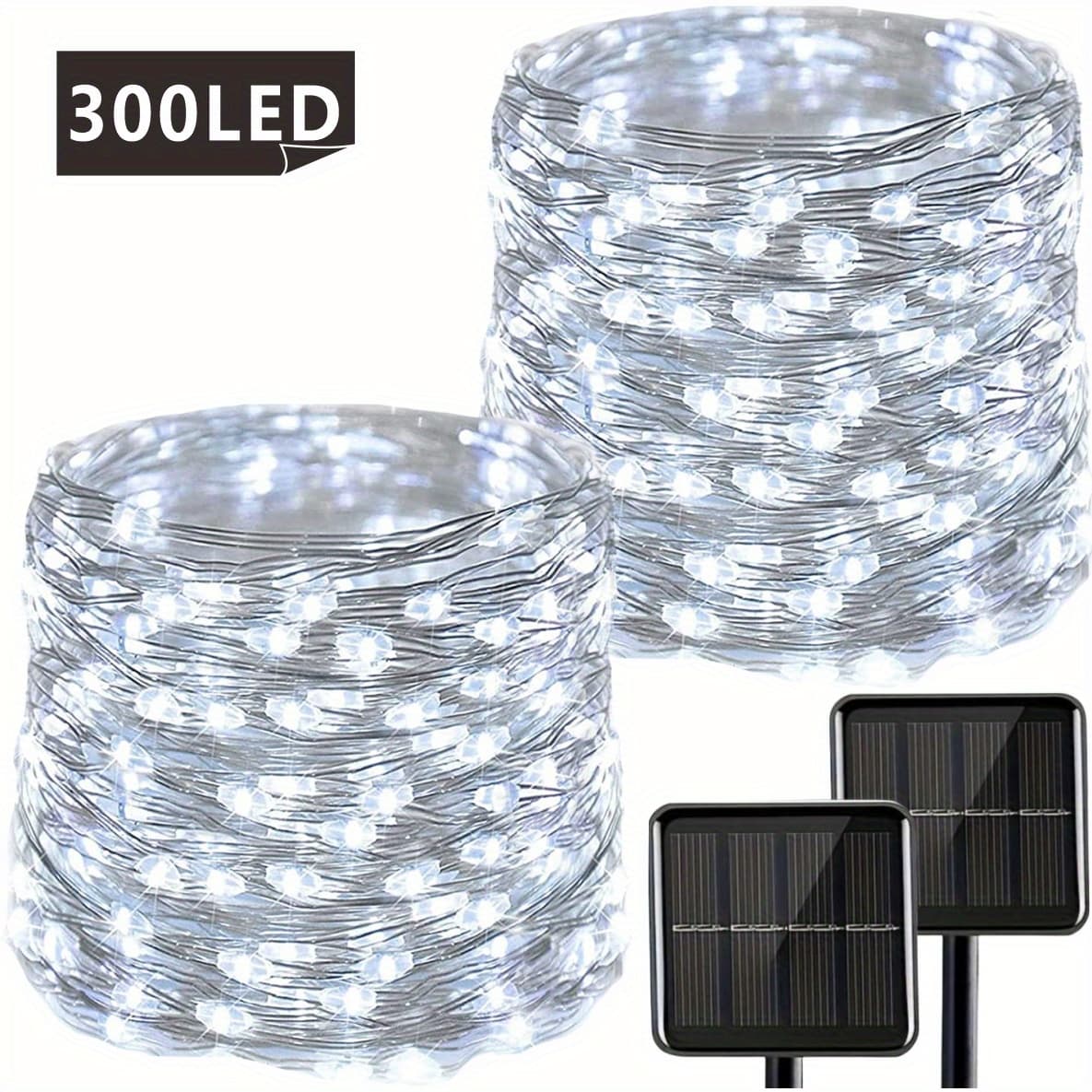 TEMU 2 Pack Total 208ft (600led) Solar Outdoor Lights, Fairy Tale Lights Garden Christmas Party Wedding Ip65