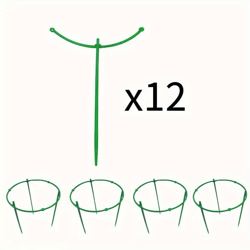 TEMU 12pcs, Plant Support Plant Stakes, Half Round Plant Plastic Plant Cage Holder Flower Pot Climbing Trellis For Small Plant Flower Vegetable, Indoor Plants