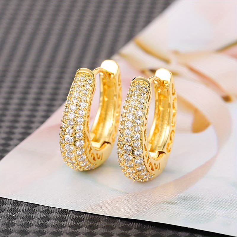 TEMU Readkiss Women's Micro Pave Synthetic Zirconia Hoop Earrings Compatible For Kc - Micro-pave Full Ring Hoop Wedding, Bridal & Everyday, April Birthstone Gift, Elegant Synthetic Zirconia Earrings