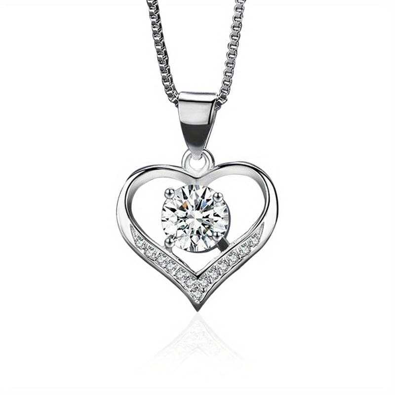 TEMU Exquisite Heart Pendant Necklace Bridal Romantic Wedding Jewelry Anniversary Gift