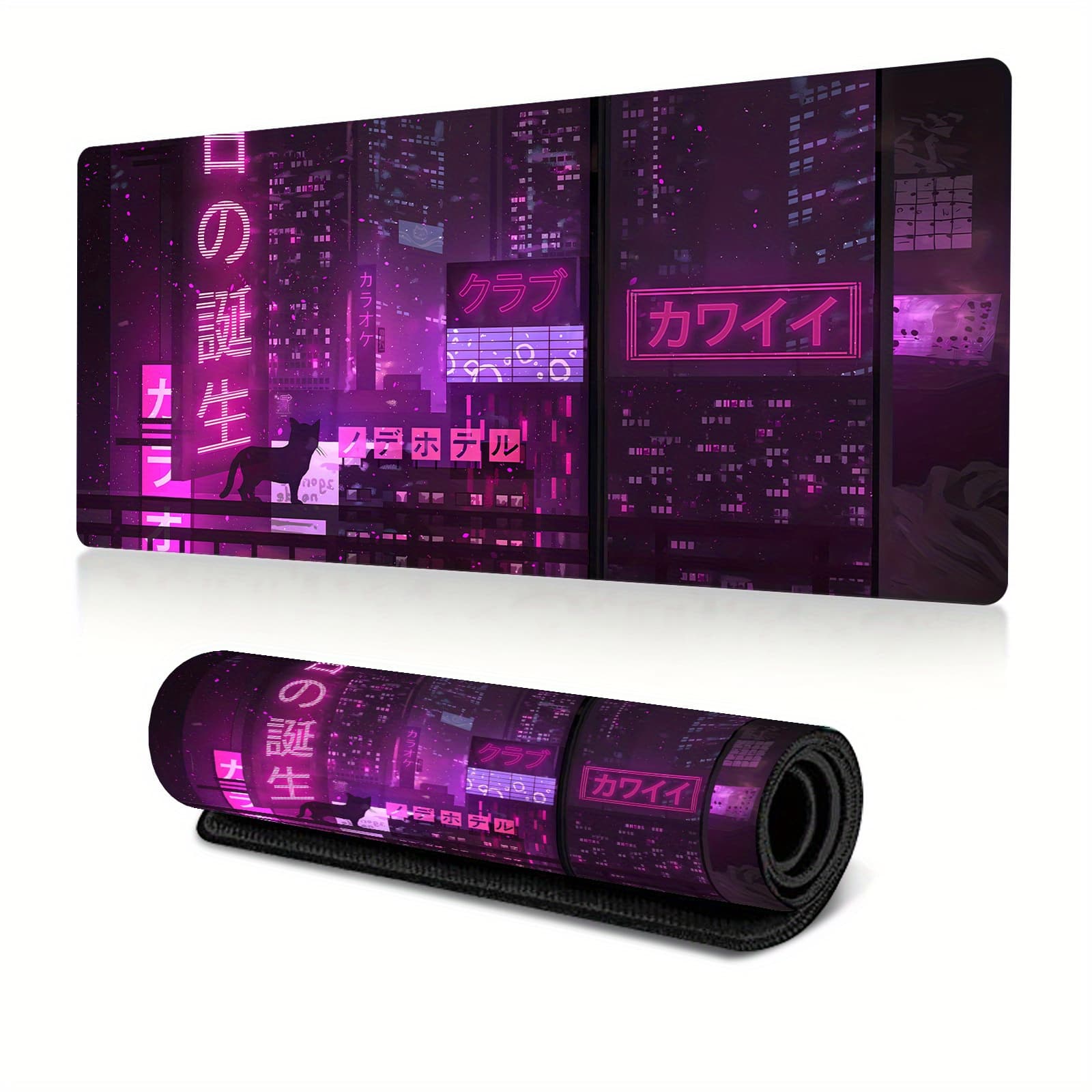 TEMU Cyber Extended Gaming Mouse Pad - Large 31.5x11.8in, Non-slip Rubber Base, Stitched Edges For Pc & Laptop, Keyboard, Mouse Mat