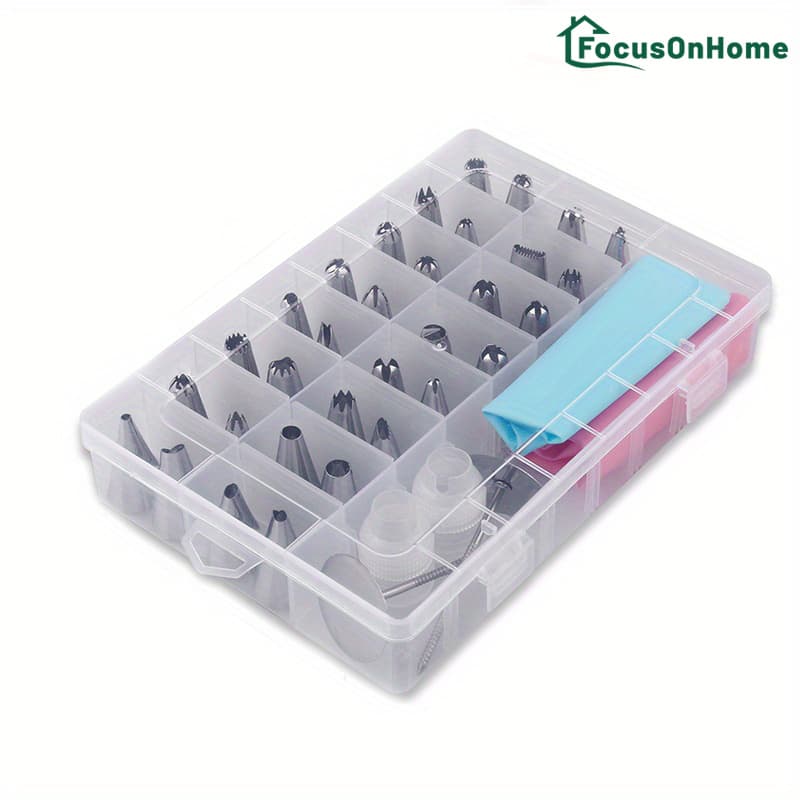 TEMU Focusonhome 38pcs/set Pastry Decorating Nozzles Baking Kit With Piping Bags, Korean Style Decorating Tools, Cake Baking Accessories (32 Nozzles + 2 Piping Tips + 2 Piping Bags + 2 )