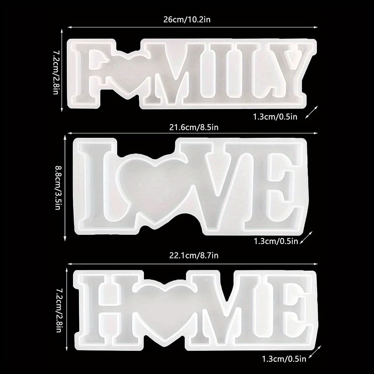 TEMU 3pcs Silicone Resin Molds With Phrases, Letter Word Epoxy Resin Molds For Resin Art Jewelry Home Decoration/ Valentine's Day, Making Diy Handmade Sign Resin Supplie