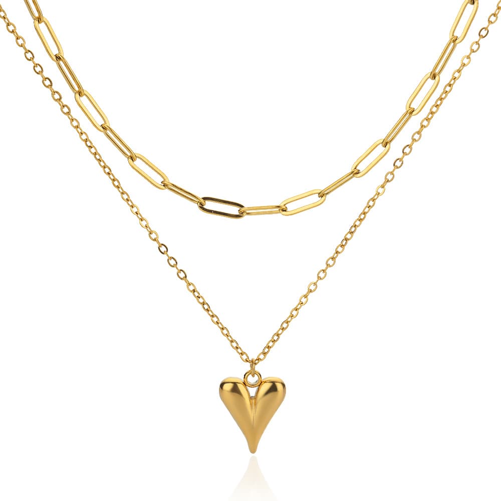 TEMU 1 Elegant Versatile Business Casual Stainless Steel Unisex Double Layer Necklace For Couples