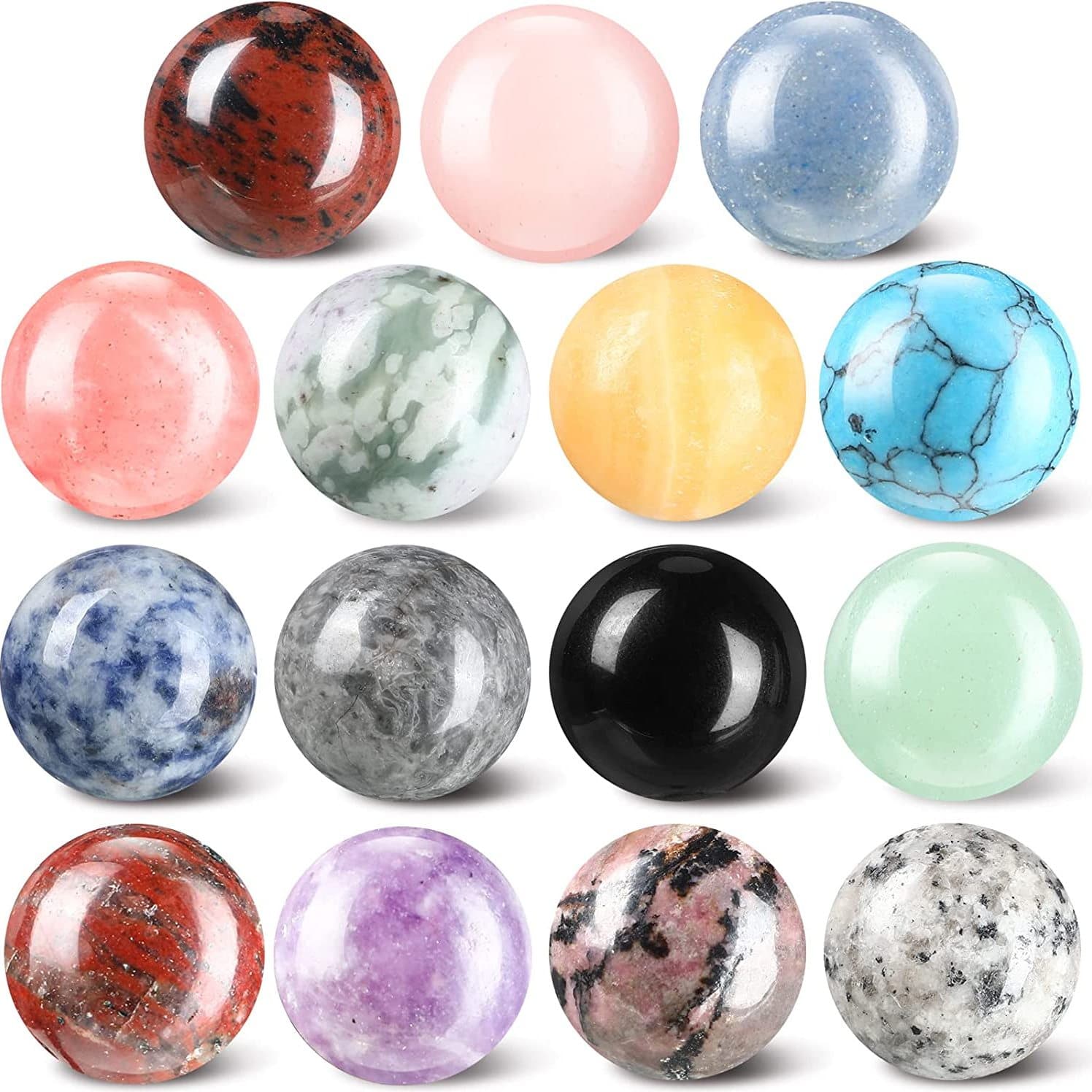 TEMU 15 Crystal Ball Crystal Gift Bag Chakra Balancing Chakra Crystal Ball Chakra Sphere Stone Kit Rose Crystal Ball Diameter 16mm