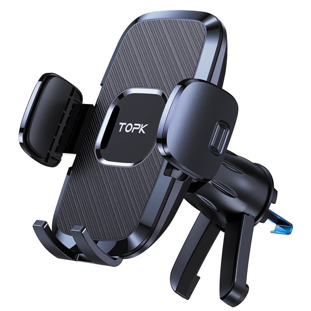 TEMU Topk Upgraded Air Vent Car Mount - Phone Holder, Adjustable Clamp Cradle, Compatible With All Phones, Abs Material, Vehicle Use, Car Accessories