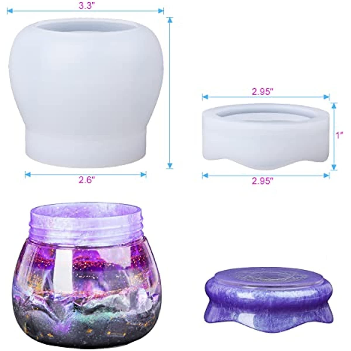 TEMU 1pc Product Jar Silicone Mold, Pudding Pot Resin Mold With Lid, Epoxy Resin Molding Bottle, Candle Holder, Candy Container, Epoxy Casting Craft, Flowerpot, Gift
