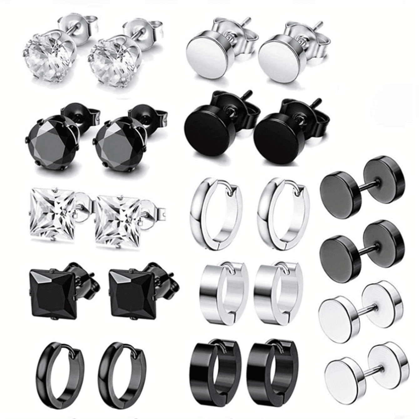 TEMU Hot Selling Fashion Earring Set Stainless Steel Hip Hop Men's Stud Earrings Personalized Cross-border Earrings