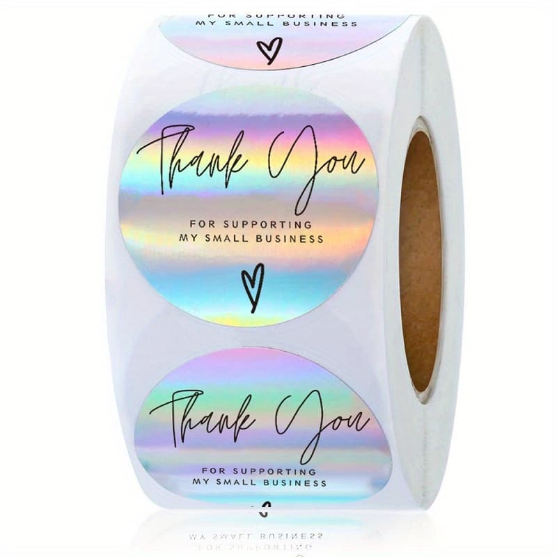TEMU 500pcs/roll Rainbow Laser Commercial Decorative Adhesive Sticker Labels