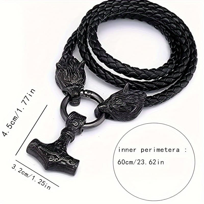 TEMU Vintage Wolf Head Faux Leather Necklace, Pendant Necklace, Amulet Jewelry, Punk Party Additions, Valentine's Day, Father's Day, , Birthday Gift