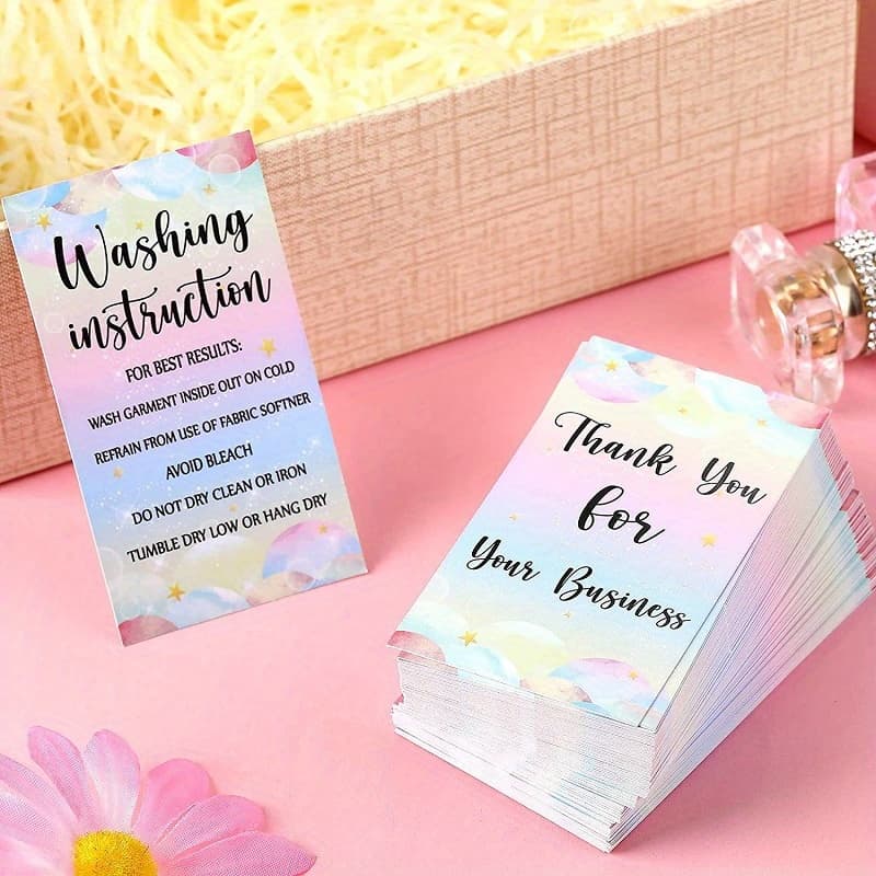 TEMU 50pcs/pack 5 X 9 Cm T-shirt Washing Instructions Card Shirt Care Instructions Tag Label