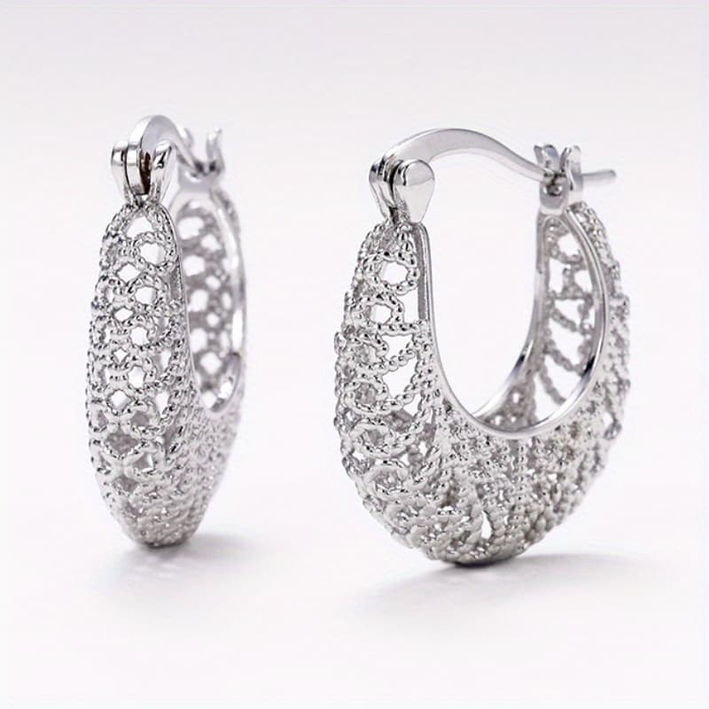 TEMU Bohemian Ethnic Vintage Hollow Flower Vine Hoop Earrings For Women Personality Carved Earrings Bridal Wedding Party Jewelry