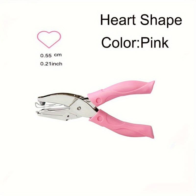 TEMU 1pc Heart/star/circular Shape Hole Handheld Single Paper Hole Punch, Puncher With Thick Leather Cover