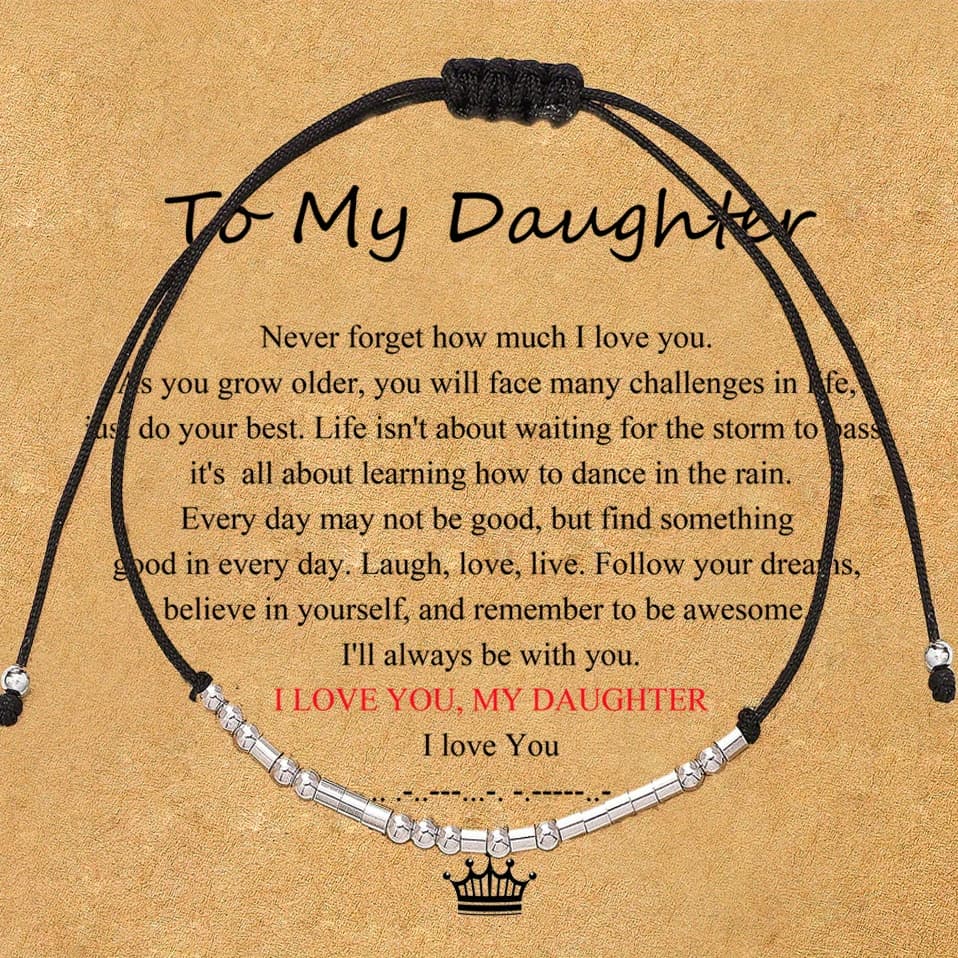 TEMU 1pc Gift/father's Day Gift/easter Gift/thanksgiving Gift/graduation Gift, Jewelry Bracelets Gifts For Daughter Granddaughter Son Grandson, Code Bracelets I Love You Gift For Daughter Son