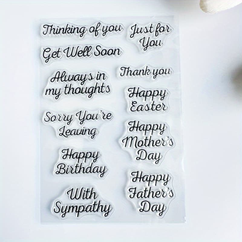 TEMU Words Easter, , Father's Day, , Happy Birthday And Sympathy Transparent Stamps, For Card Making, Decoration, And Scrapbooking