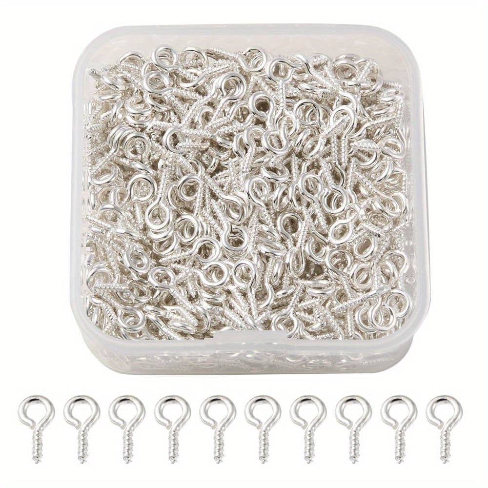 TEMU Pins Bail Iron Screw Eyelets About 500pcs/box Suitable For Handmade Jewelry Pearl Pendants Key Chain Pendants Hooks
