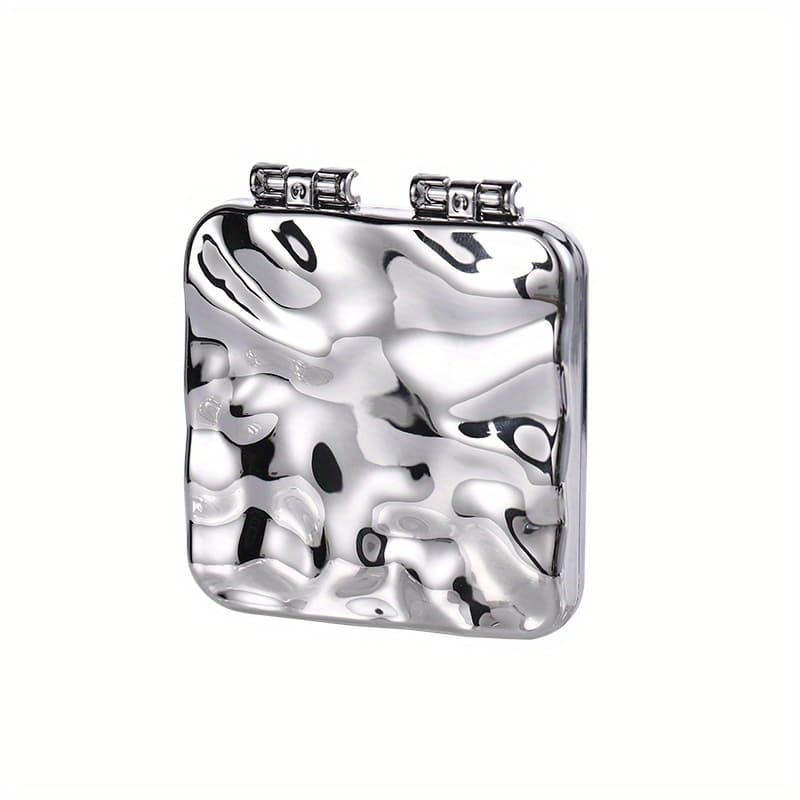 TEMU Wavy Pattern Silvery Portable Handheld Makeup Mirror