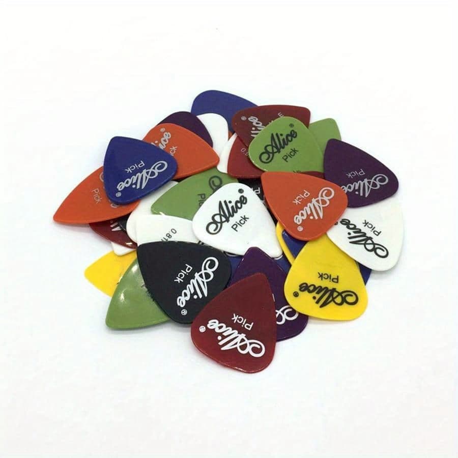 TEMU 10pcs Mixed Color Multi-sized Picks 0.58mm 0.71mm 0.81mm 0.96mm 1.2mm 1.5mm Guitar Picks Wooden Guitar Ukulele Frosted Picks Beginner Practice Plastic Picks