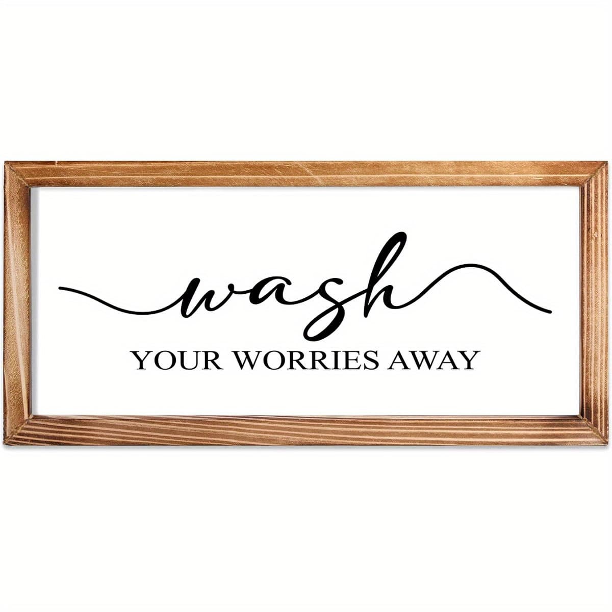 TEMU 1pc Wash Your Worries Away Signs Sayings Lettering Wooden Wall Sign Rustic Wall Art Hanging Farmhouse Decoration Plaque For Laundry Room Bathroom Bedroom Home Housewarming Gift