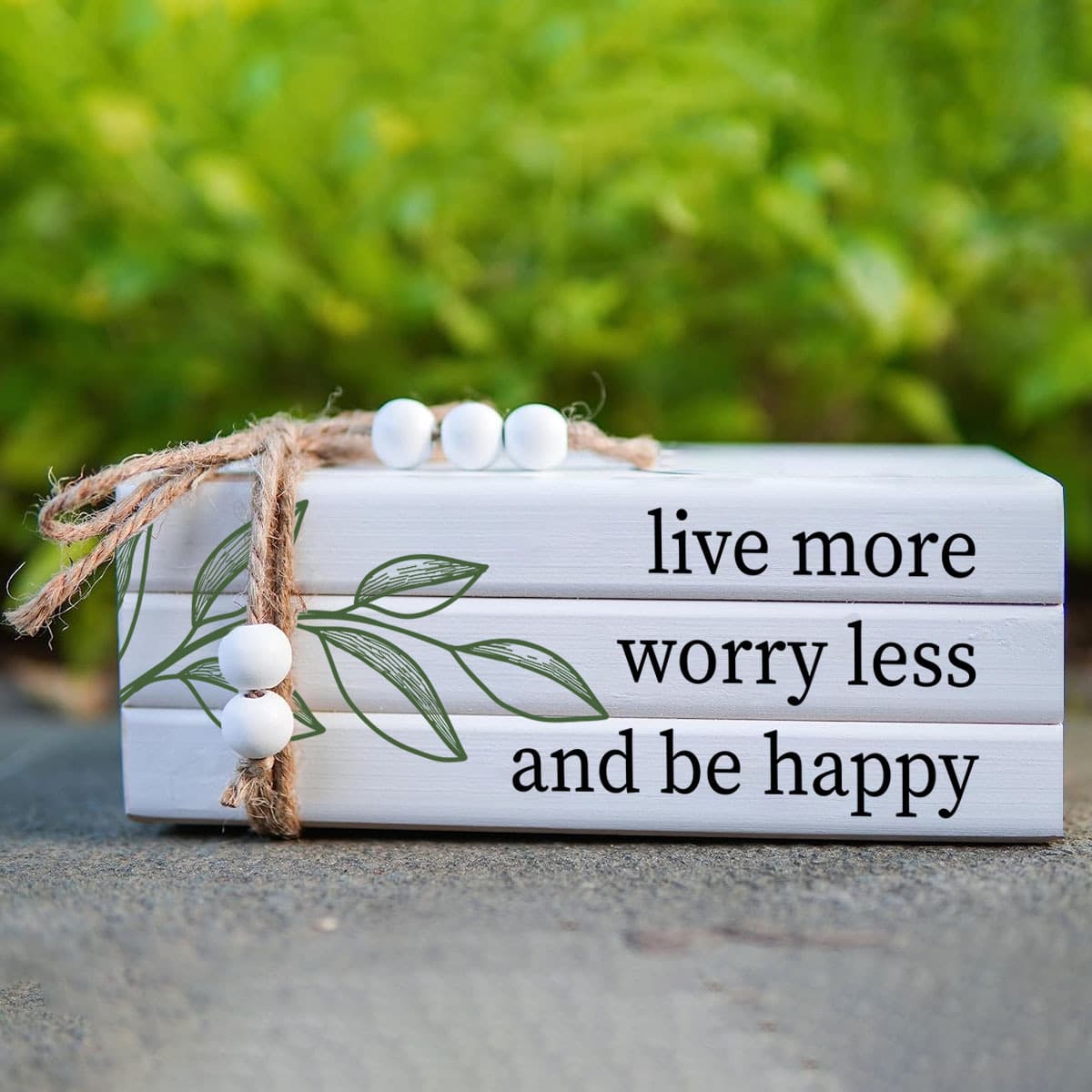 TEMU 3pcs Wooden Decorative White Bookshelf, Rustic Farmhouse Bookshelf, Coffee Table Bookshelf Bookshelf With Wooden Beads Tassels For Decor