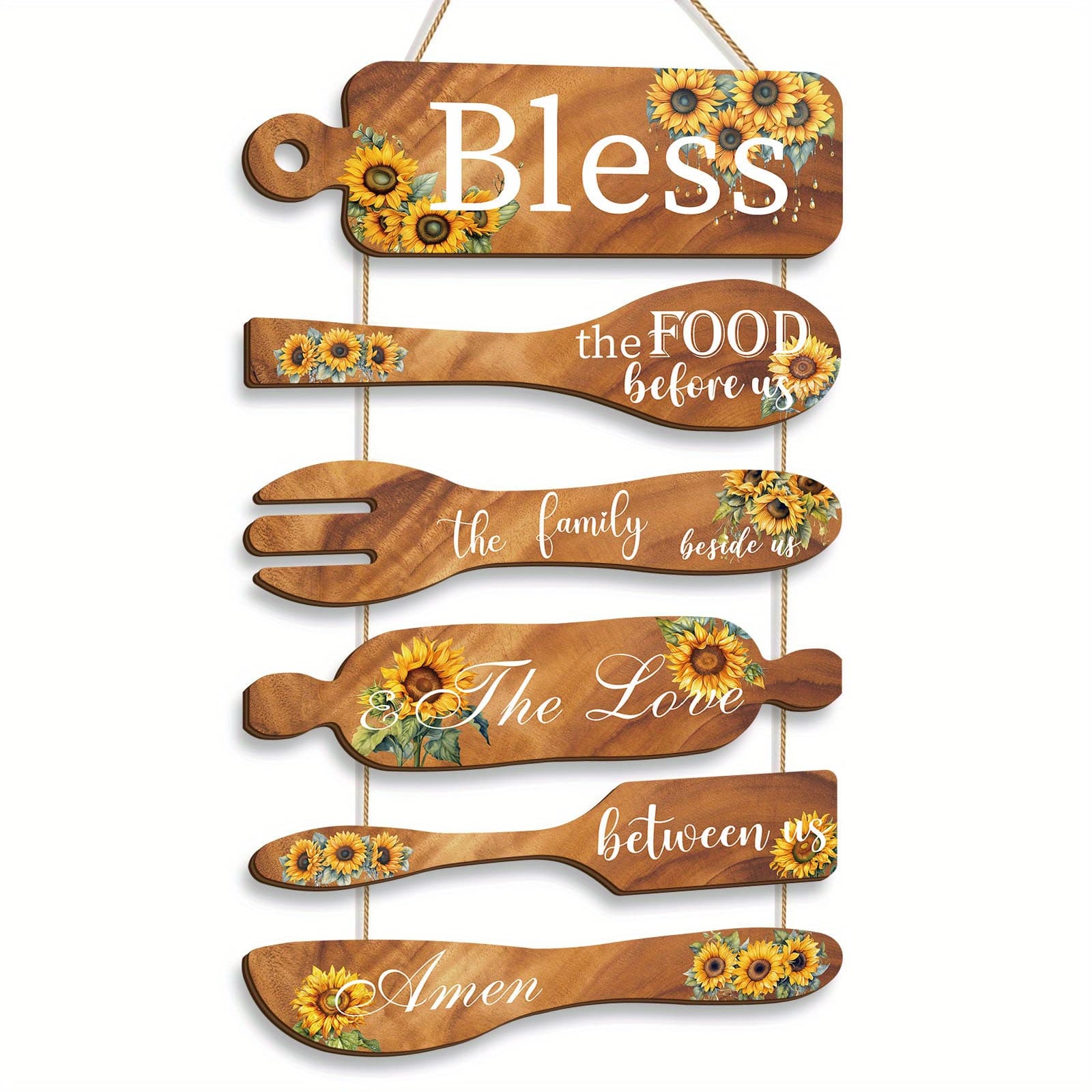 TEMU 1 Set The Food Before Us Sign - Kitchen Decoration Pendant, Wooden Sign, Farmhouse Decoration, Wall Decoration, Gift, Ideal Gift For Cooking Enthusiasts, Christmas And New Year Gift