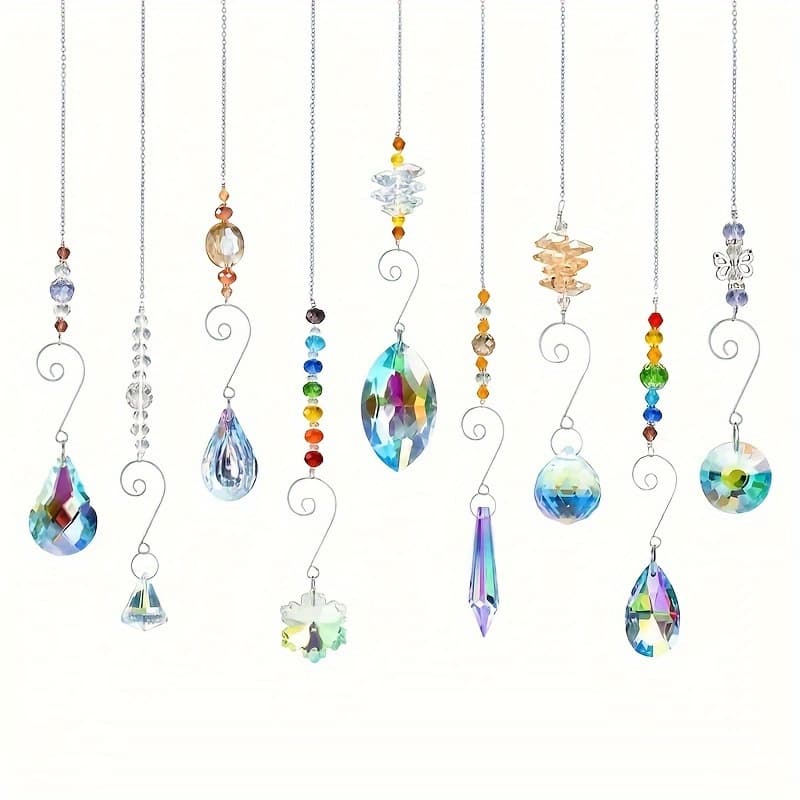 TEMU 9pcs Rainbow Catcher For Home, Car, And Garden Decoration - Magical Rainbow Hanging Pendant For Windows And Walls