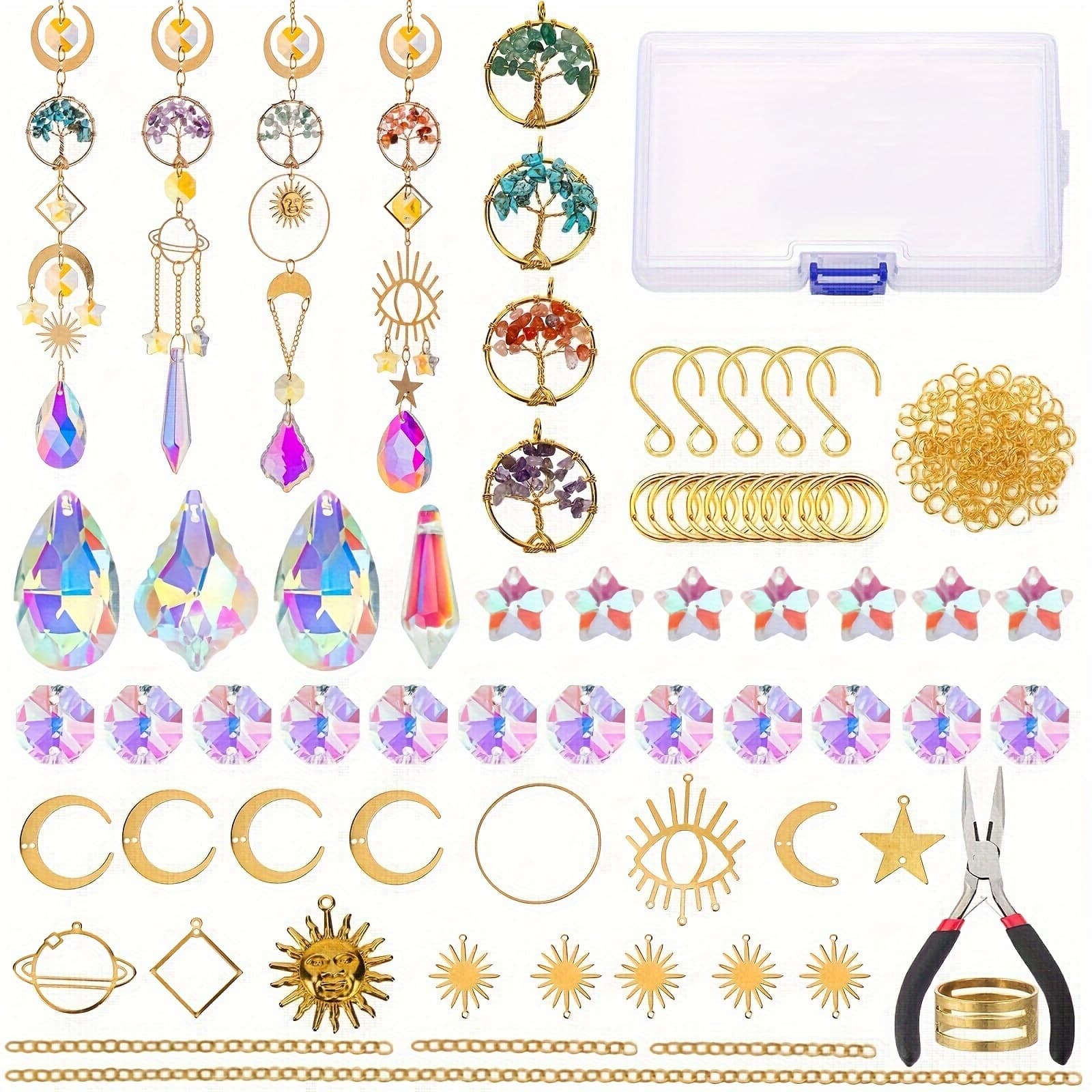 TEMU Diy Sun Catcher Kit Original Stone Life Tree Window Hanging Sun Catcher And Crystal Set Sun Catcher Indoor Prism Rainbow Manufacturer
