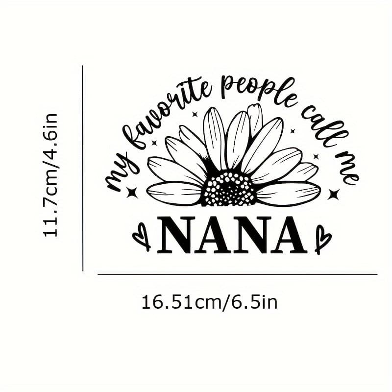 TEMU " People " Name Sticker - Durable Pvc Matte Black & White Sunflower Decal With Heart & Text For Cars, Trucks, Laptops, Walls - Grandma Gift, Irregular Cut-out Vinyl Label