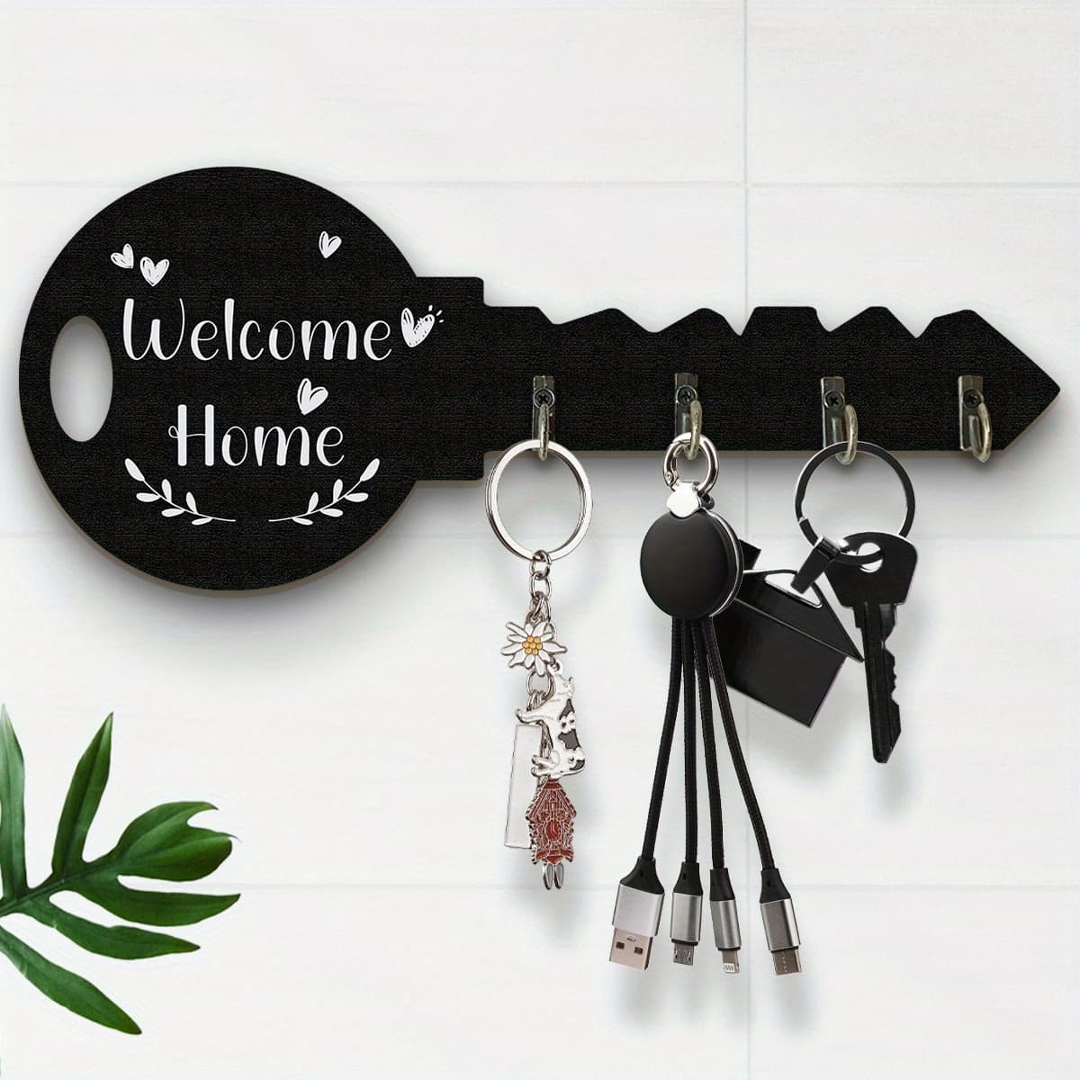 TEMU 1pc Vintage Wooden Key Shape Key Hook Wall Decoration Hook - Welcome Home - Housewarming Gifts, Farmhouse Country Home Decoration, Halloween Thanksgiving Christmas Decoration