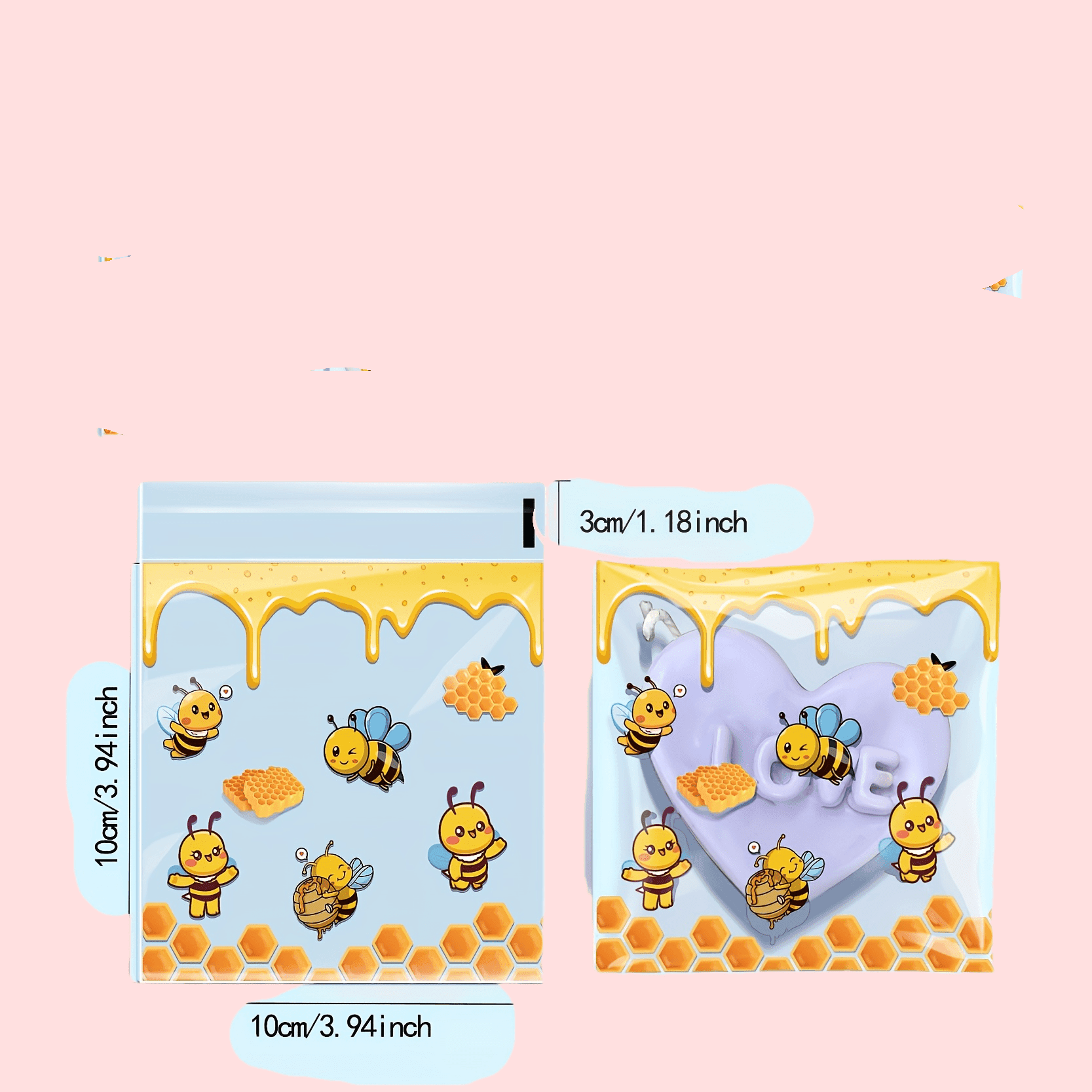 TEMU Gift For Her/him 100pcs Original Cartoon -border English Candy Cookie Small Gift Bag With Ribbon Printed Opp Mixed
