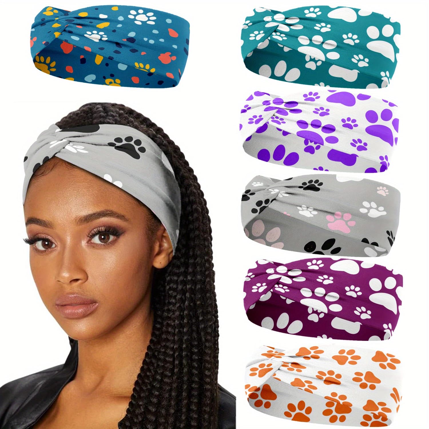 TEMU Headbands For Women, Headband, Headbands, 6pcs, Claw, Stretchy Head Bands, Wide Thick Headbands For Women Workout Cute Nurse Headbands For Women