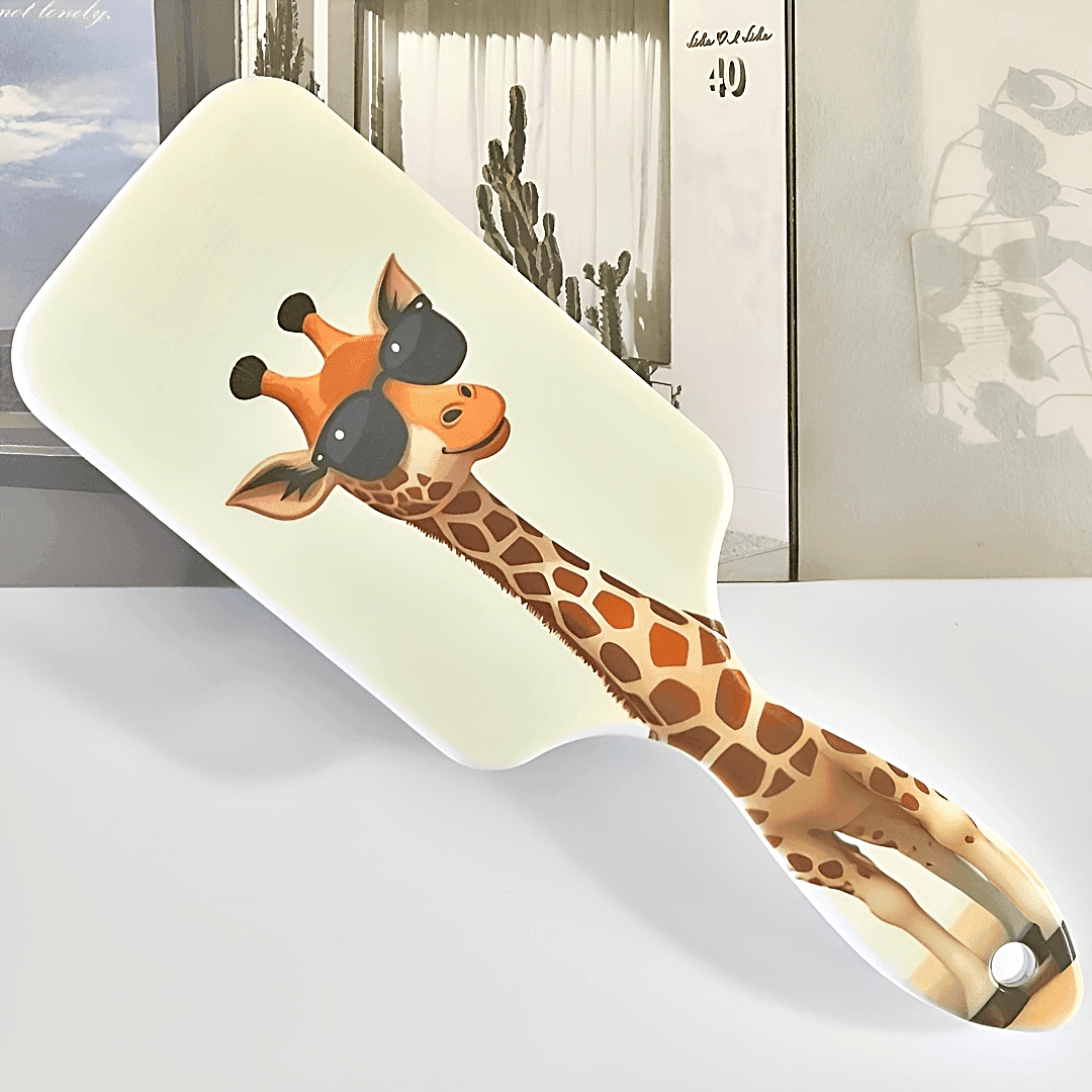 TEMU Cute Giraffe Pattern Air Cushion Comb, Scalp Massage Comb, Anti-static, Comfortable Grip Hair Brush, Durable Abs Handle Comb, Nylon Bristles, Suitable For All Hair Types, Ideal Gift