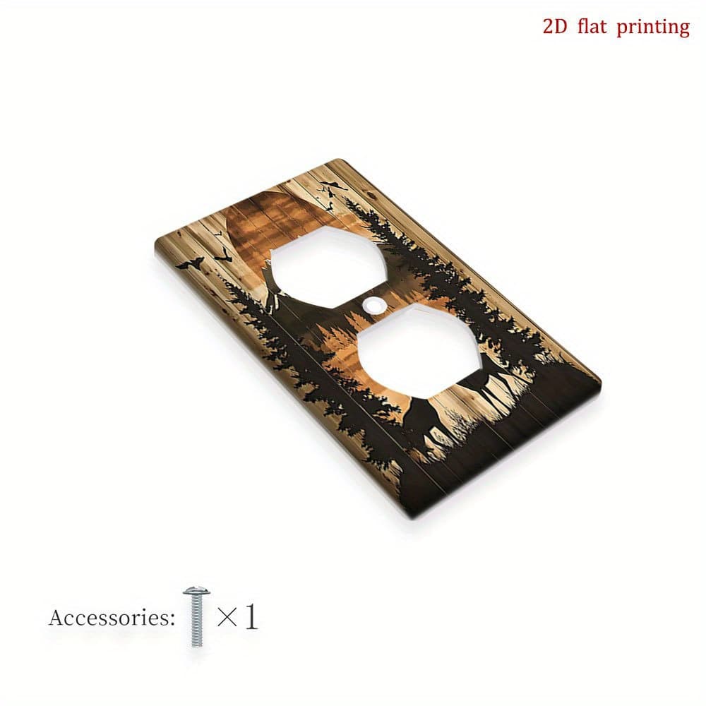 TEMU 1pc 2d Flat Printing Mountain Deer Sunset Scene Abstract Decorator Switch Plate Cover,decorative Wall Plate For Light Switch Or Outlet,for Bathroom,kitchen,bedroom,office, 2d Flat
