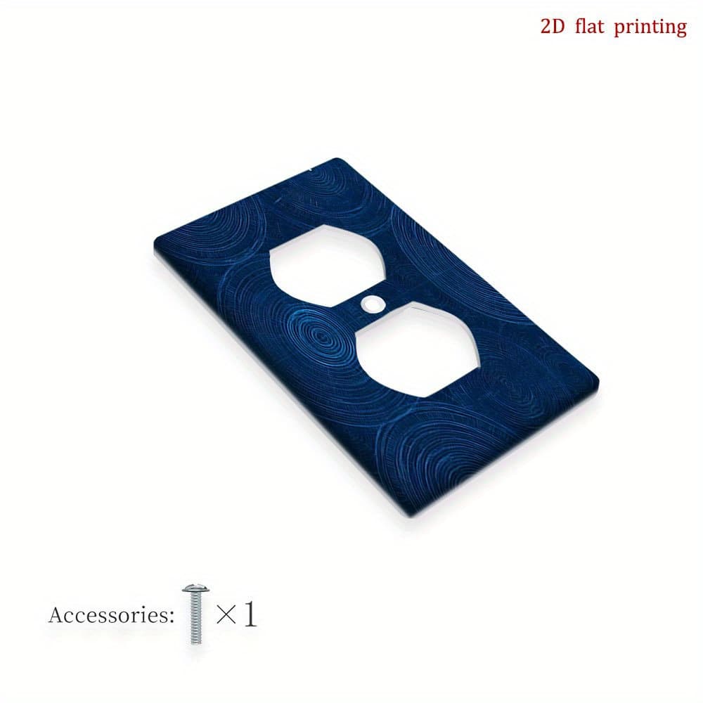 TEMU 1pc 2d Flat Printing Blue Circular Patterns Light Switch Cover Plate,decorative Wall Art Suitable For Home Bedroom Living Room Light Switch Plate Add A Touch Of Art To Your Home, 2d Flat
