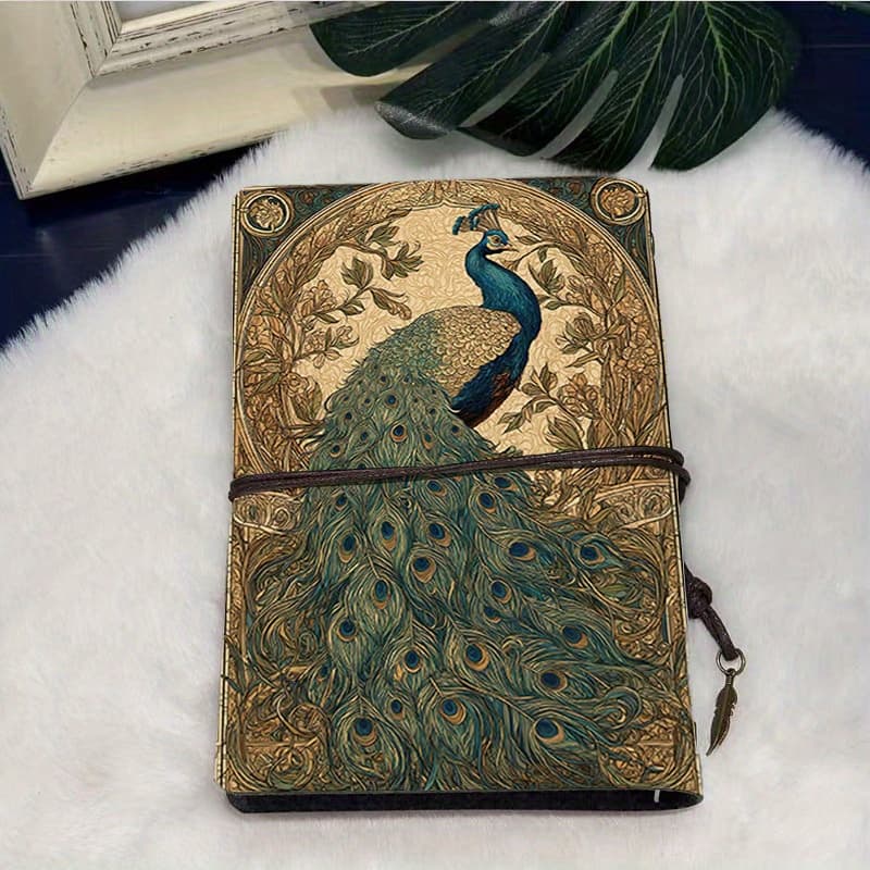 TEMU Elegant Design Handmade Journal For Sketching Work And Year Round Present With With Peacock, Ornate Frame, Floral Print On