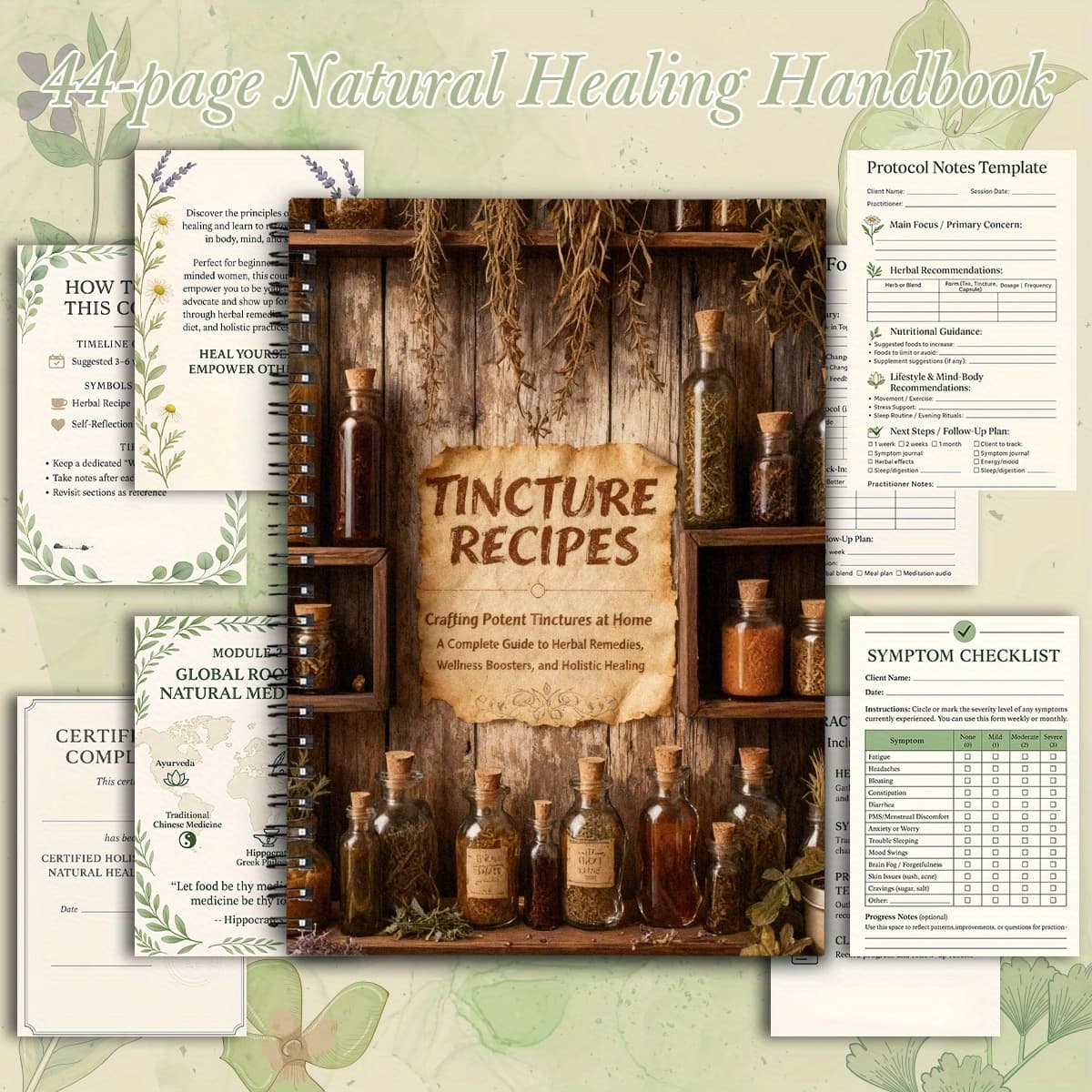 TEMU 1pc Portable Herbal Medicine Book: Guide With Tear-out Pages - Retro Plant Remedies Reference, Personalizable For Care, Ideal Gift For Herbalists, Birthdays & For Home Use