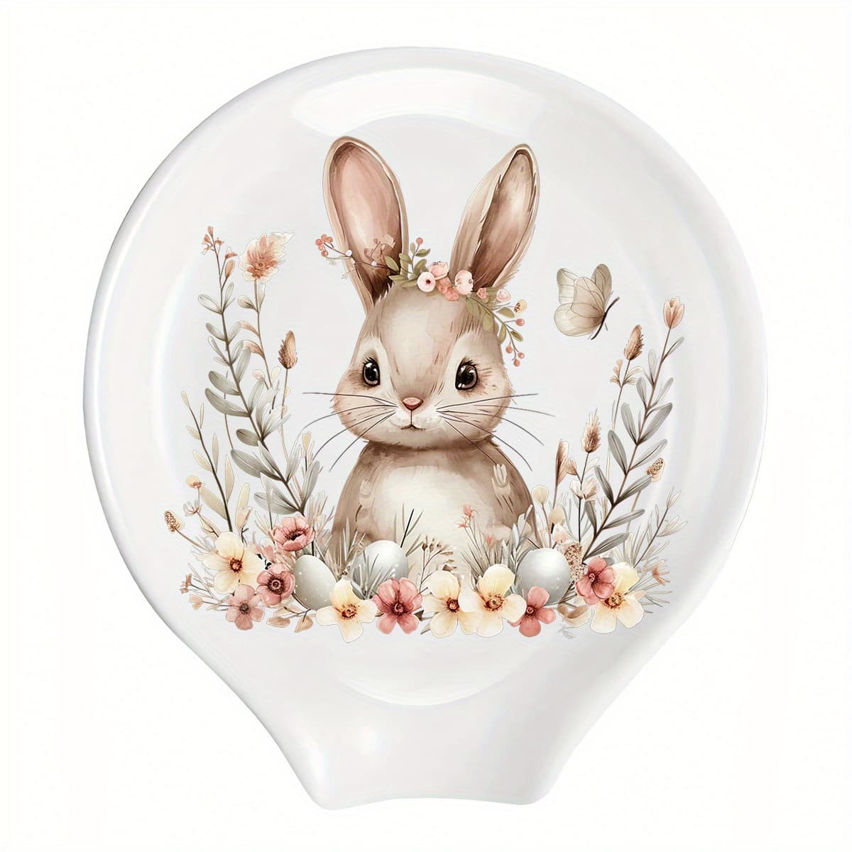 TEMU 1pc Spoon Rest Ceramic Kitchen Utensil Holder Easter Countertop Decor Spring Inspired Cooking Accessory Spoonrest Egg Bunny Spoon Rest Counter, Spatula, Ladles, Forks Coffee Spoon