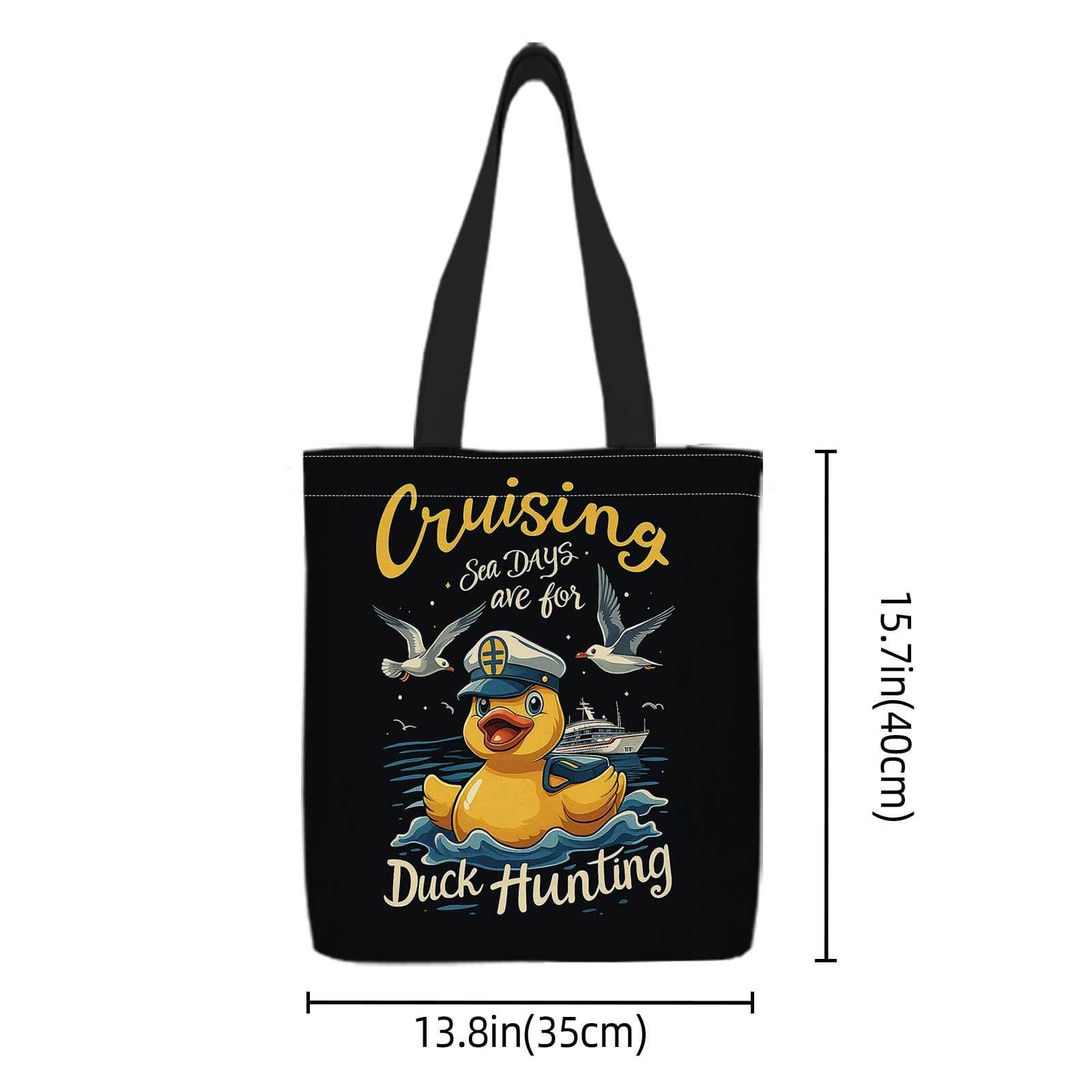 TEMU Double Sided Printed Shopping Tote Bag+cruising, Duck, Captain Hat, Sea Days+lightweight, Foldable, Reusable Shoulder Storage Bag For Travel, Camping, And Daily Use. . Camping Accessories.