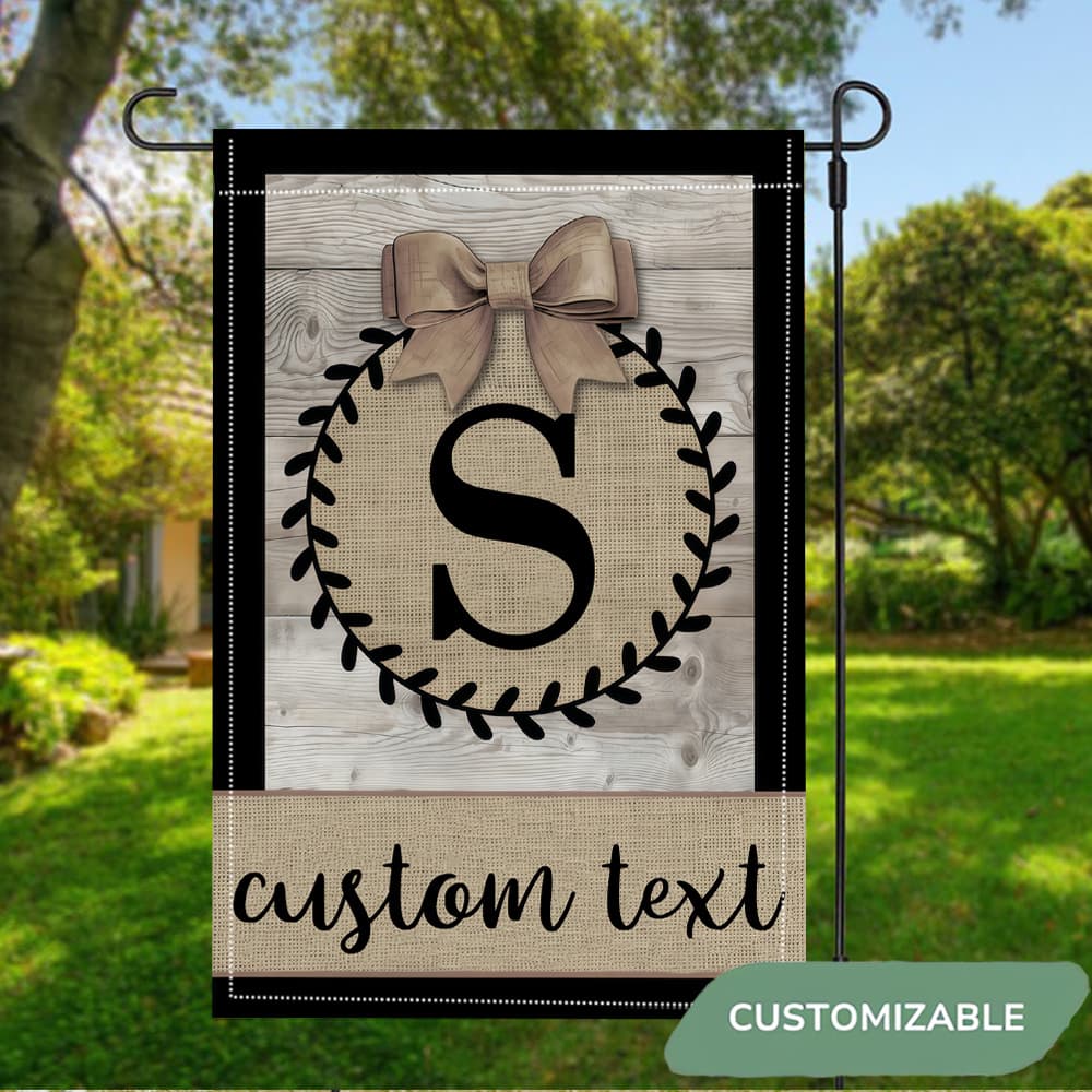 TEMU 1pc Custom Burlap Baseball Theme Garden Flag. Features Burlap Circle, Baseball Border & Bow On Wood Background. Custom Text. No Electricity Needed Durable Outdoor Flag Outdoor Flagpole