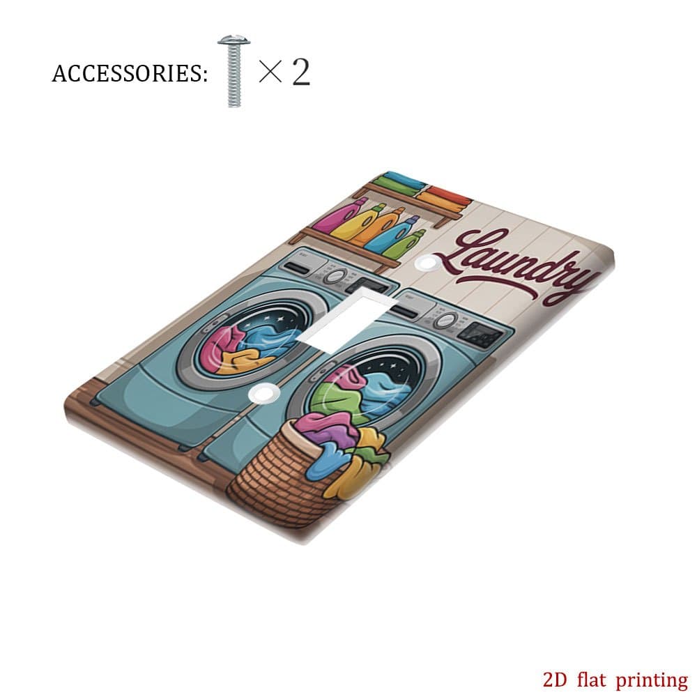 TEMU 1pc [2d Flat Printing] Laundry Shelf Bottle Towel Wash Light Switch Cover, Decorative Wall Plate For Bathroom, Bedroom, And Living Room, Modern Art Design