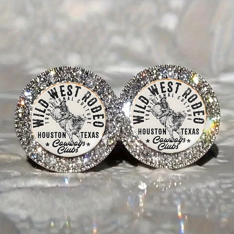 TEMU Sparkling Western Logo Earrings, Beautiful Inspirational Jewelry For Fashion Wear, Ideal Gift And Fashion Trend