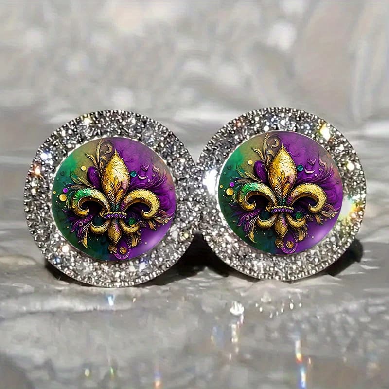 TEMU Sparkling Golden Purple Iris Earrings, Exquisite Inspirational Jewelry For Fashionable Wear, Ideal Gift And Fashion Trend , For Teenager